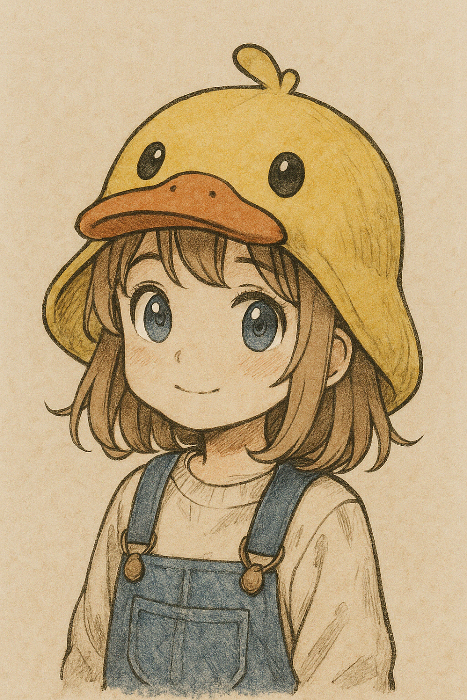 “Wearing my lucky duck hat today! Quack if you believe in cozy vibes and soft smiles. #CuteArt #DuckHat #KawaiiVibes”