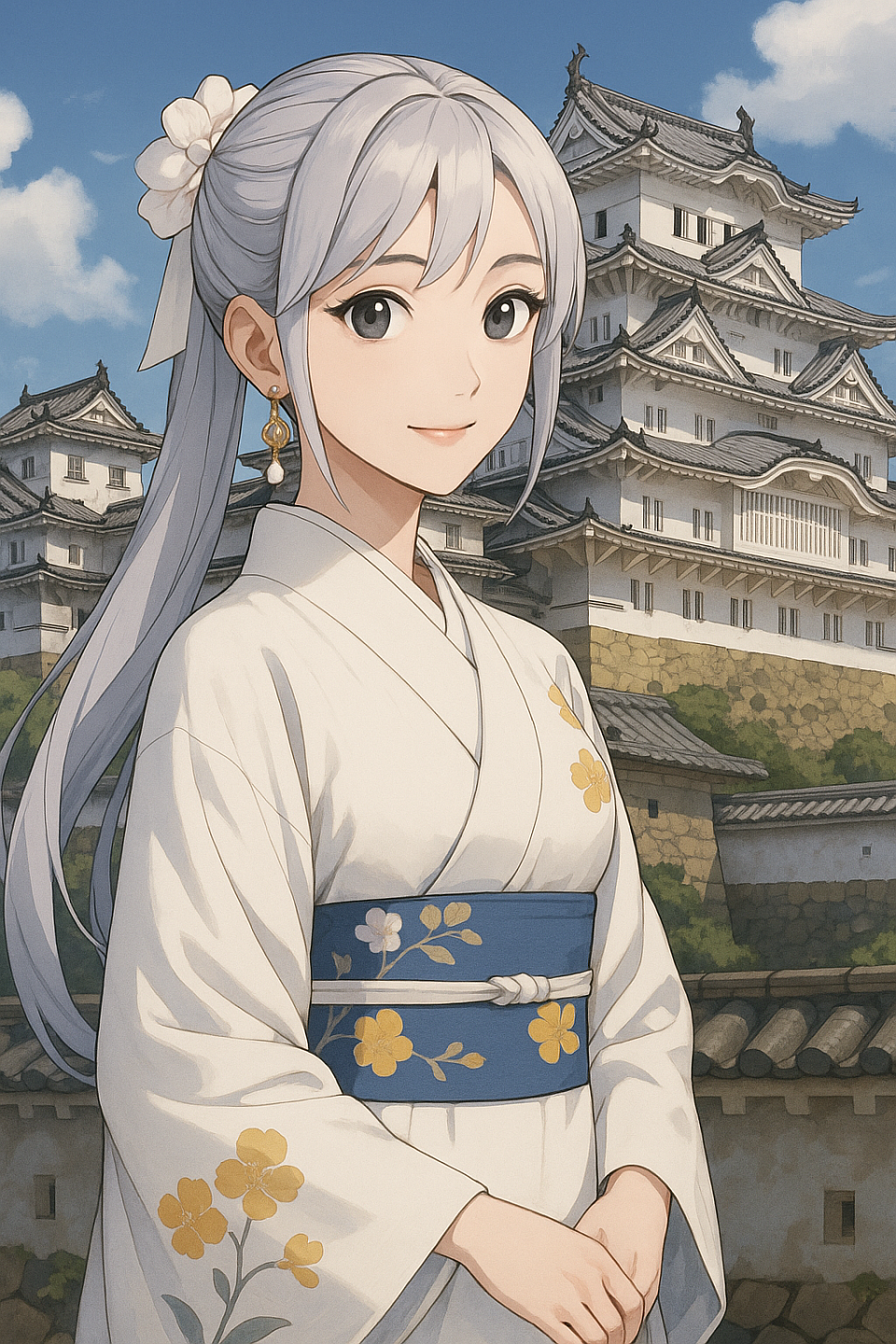 I was feeling a faint glow as I took a photo with Himeji Castle in the background.