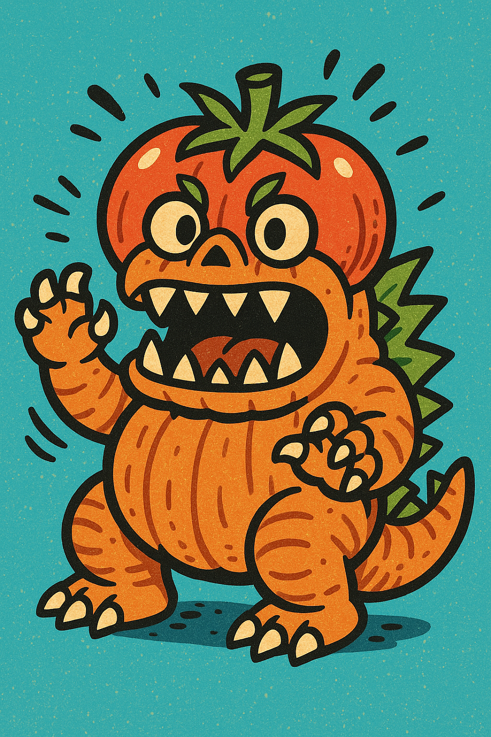 Illustration of a monster that looks like a combination of a tomato and a tomato monster